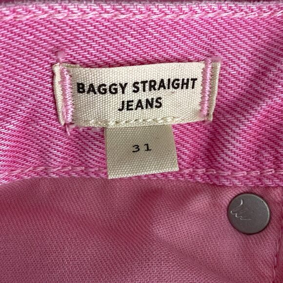 New Madewell Barbie Pink Baggy Straight Jeans Garment-Dyed Edition Size 31 - Picture 4 of 10